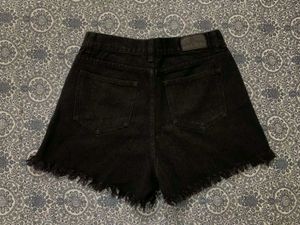 Black Denim Cut-Off Shorts