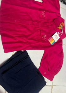 unused kruPink Puffed Sleeves Shirt with Bow Detai
