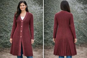 Long Burgundy Knit Cardigan
