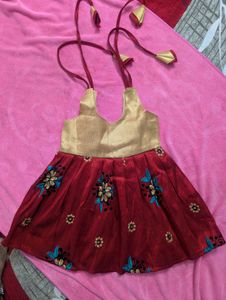 Embroidered Red &amp; Gold Baby Dress