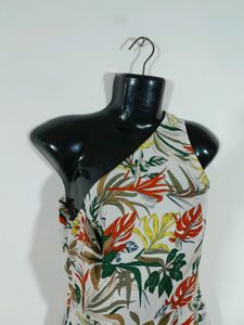 Off White Printed One Shoulder Dress (Women's)