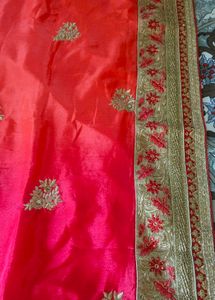 Stunning pink Embroidered Silk Saree