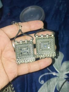 Oxidized Silver Choker Necklace &amp; Earrings Set