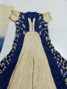 Stylish Blue &amp; Beige Anarkali Suit Set