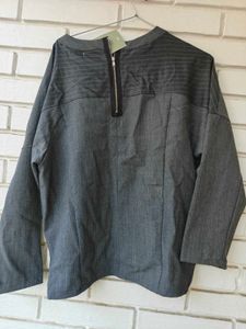 Chic Grey Zipper Detail Tunic