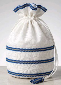 Elegant White Drawstring Pouch
