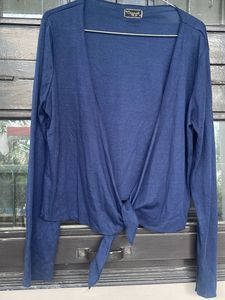 Navy Blue Tie-Front Cardigan