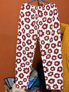 White Floral Print Pants