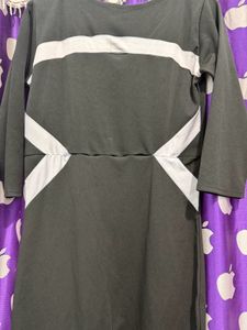 Black Dress with White Zipper Detail