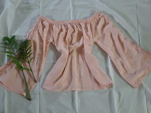 Annabelle By Pantaloons Off Shoulder Peach Top