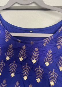 Vibrant Blue Kurta with Gold Print