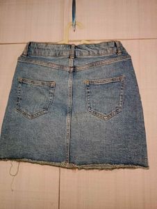 Distressed Denim Mini Skirt