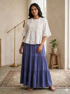 Sale 🔥CAMAIEU Paris Tiered Blue Maxi Skir