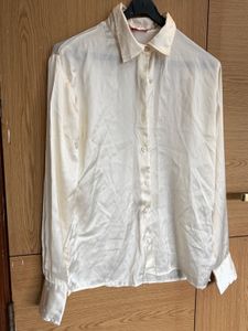 Elegant Cream Silk Button-Down Shirt