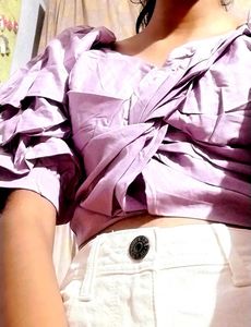 S Size Lavender Puff Sleeve Top