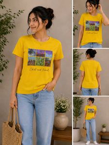 Yellow Graphic Cotton T-Shirt
