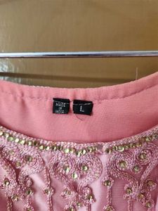 Pink Lace Ethnic Gown with Dupatta