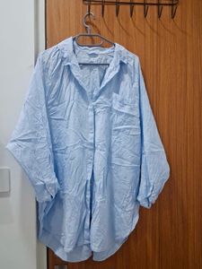 Sky Blue Oversized Button-Up Shirt