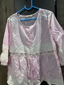 Pink Lace Detail Cotton top 🎀