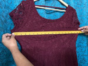 Ginger Floral Lace Mini Dress( Maroon)