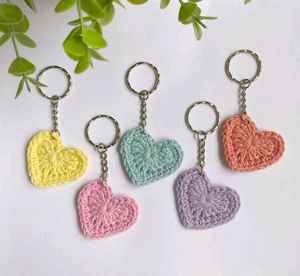 Crocheted Heart Keychains