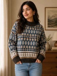 Shimmer Cozy Fair Isle Knit Sweater