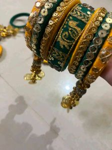 Embellished Silk Bangles with Charms