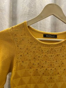 Yellow &amp; Navy Striped Knit Dress