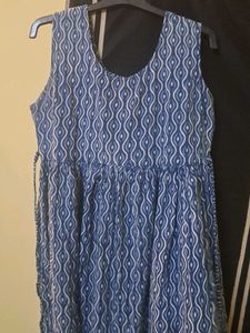 Blue Printed Ethnic Gown
