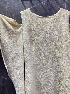 ✨ Golden Whisper Ruffle-Sleeve Shift Dress ✨