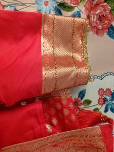 Red Banarasi Silk Saree with Blouse