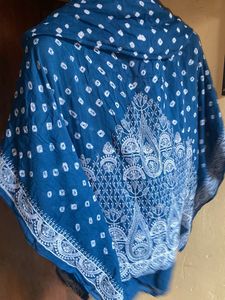 Blue Ethnic Dupatta with White Print