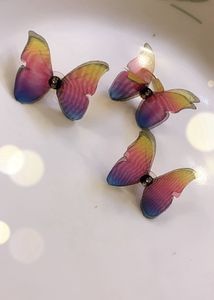 New Cute Butterfly Earrings &amp; Ring Set