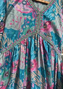 3 pc Floral Print Anarkali Kurta Set with Dupatta