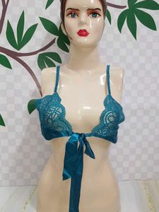 (980)Teal Lace Bralette with Satin Tie