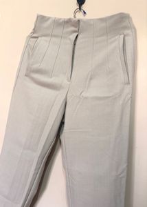 Beige High-Waisted Trousers