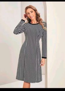 SHEIN Emery Rose Black &amp; White Houndstooth Dress