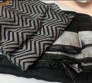 Elegant Black Saree with Blouse Material