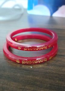 Red &amp; Gold Bangles - Polla Set of Two