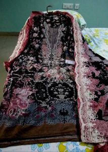 Black Pakistani embroidered patch work Kurt Set