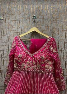 Stunning Pink Embroidered front cut Lehenga Choli