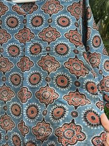 Blue Printed Cotton Kurta