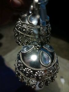 Oxidized Silver Jhumka Earrings