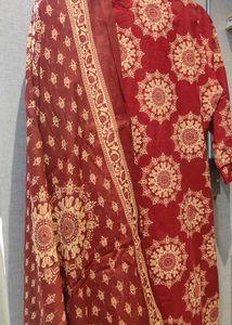 Maroon Printed Kurta Set
