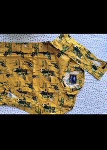 Men's Yellow Printed Full Sleeve Shirt