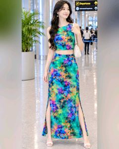Vibrant Floral Print Two-Piece Set