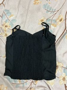 Chic Black Ruched Cami Top