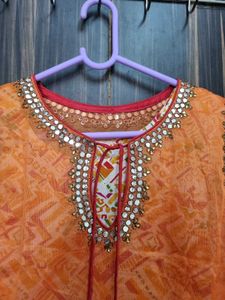 Elegant Orange Ethnic Gown