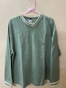 Mint Green Long Sleeve V-Neck Top
