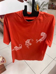 Orange Tiger Print T-Shirt